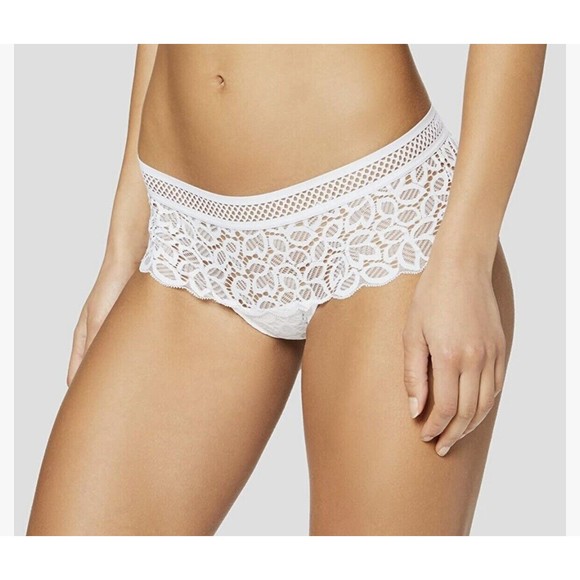 NWT Iris & Lilly Women's Crochet Lace Hipster Brief, Pack of 2, white, XS - Picture 2 of 11